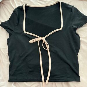 Black Tie-Front Top